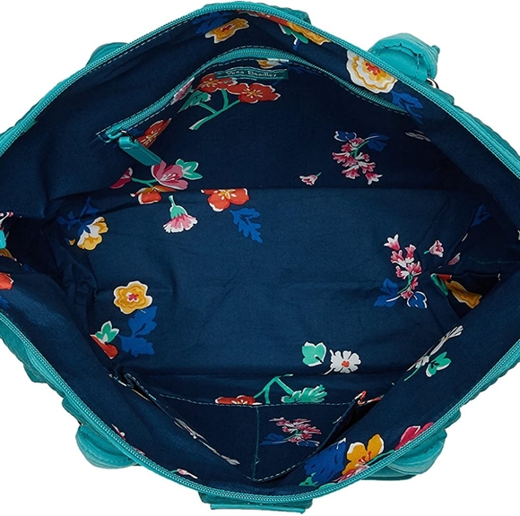 VERA BRADLEY TURQUOISE SEA HADLEY SATCHEL - Picture 6 of 8